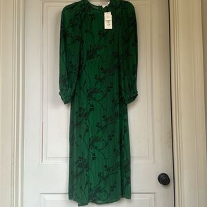 Beautiful Green Sunniva Print Long Sleeve Midi Dress By Sea New York